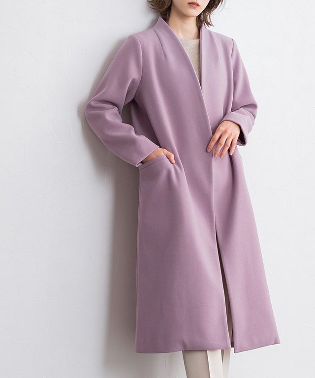 アウトレットSALE！】【スピード配送】メルトンノーカラーコート