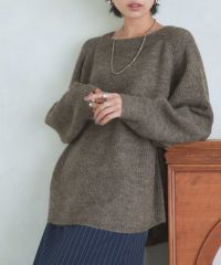 [RASW]アルパカ混ボートネックニット