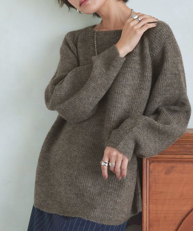 TICCA　ティッカ　ボートネックニット　ボーダー　モヘア　アルパカ TICCA（ティッカ）の「＜TICCA（ティッカ）＞ ボートネック ニット