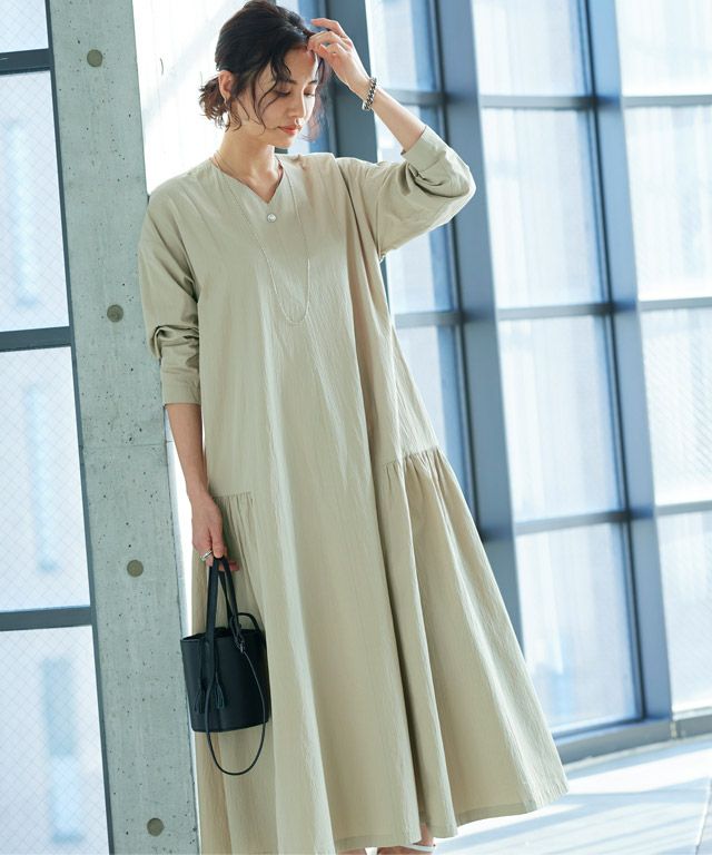 RASW]ギャザー切り替えワンピース ◇送料無料 【スピード配送