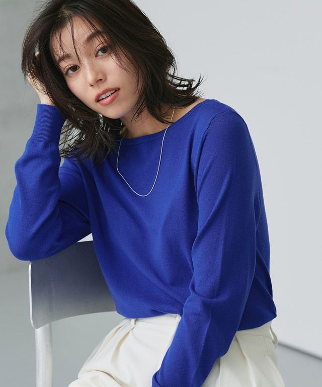 167cm / ロイヤルブルー / ボートネック / M