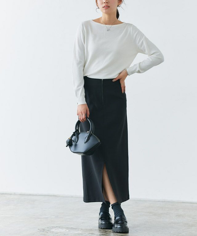 166cm / オフホワイト / ボートネック / M