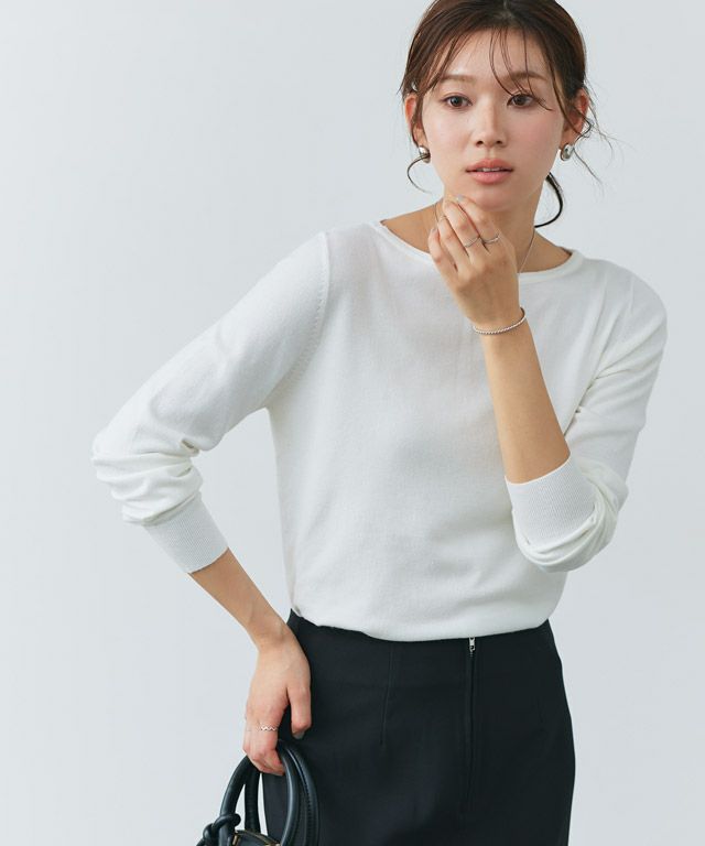 166cm / オフホワイト / ボートネック / M