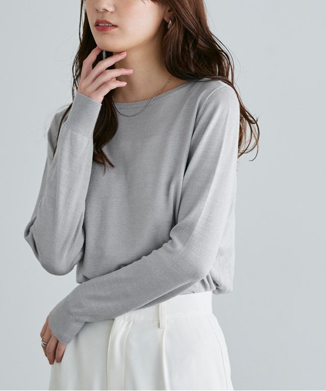 163cm / グレー / ボートネック / M