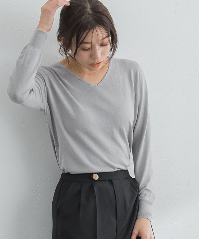 167cm / グレー / Vネック / M