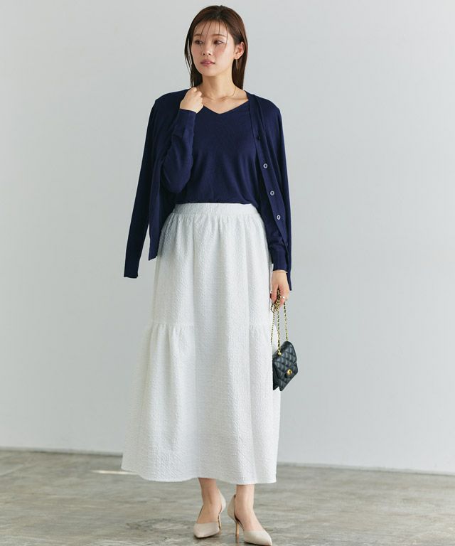 166cm / ネイビー / Vネック / M