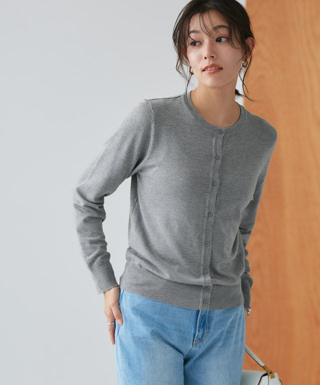 167cm / 杢グレー / ミドル丈 / クルーネック / M