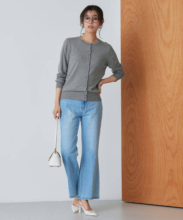 167cm / 杢グレー / ミドル丈 / クルーネック / M