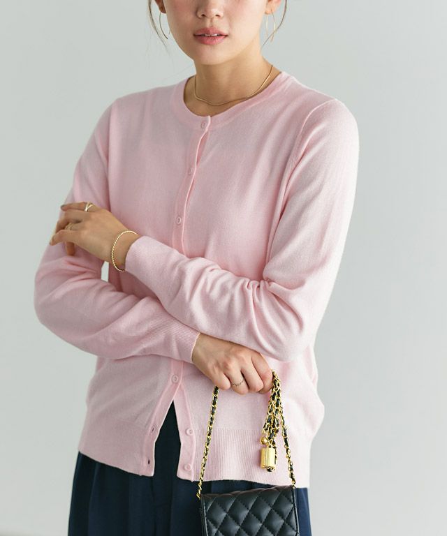 166cm / ライトピンク / ミドル丈 / クルーネック / M