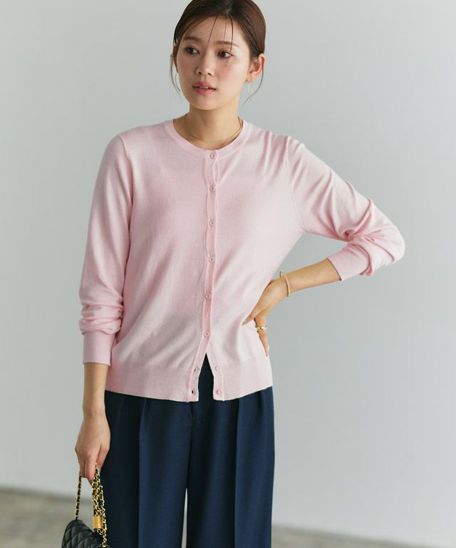 166cm / ライトピンク / ミドル丈 / クルーネック / M