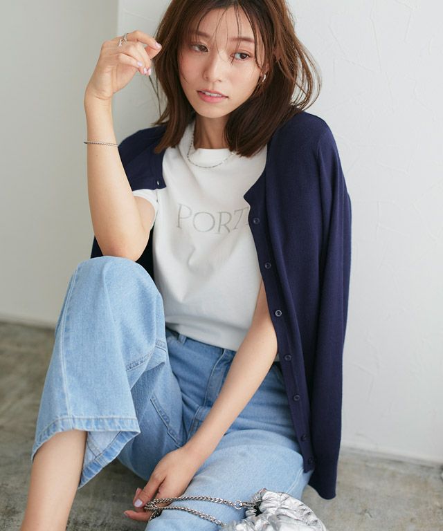 167cm / ネイビー / ミドル丈 / クルーネック / M