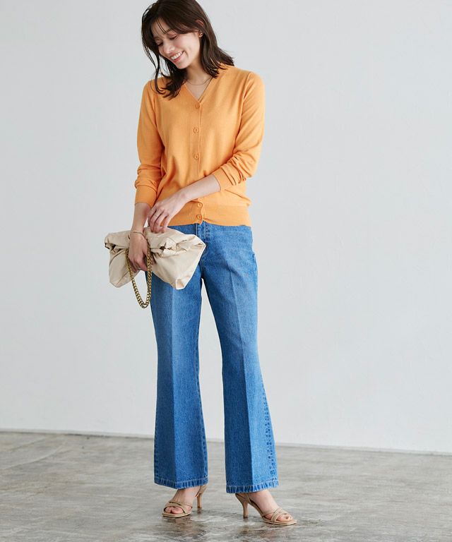 167cm / オレンジ / ミドル丈 / Vネック / M