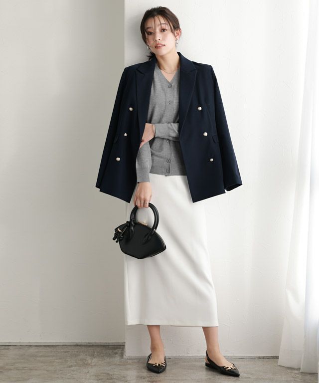 167cm / 杢グレー / ミドル丈 / Vネック / M