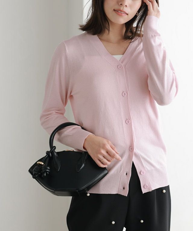 167cm / ライトピンク / ミドル丈 / Vネック / M