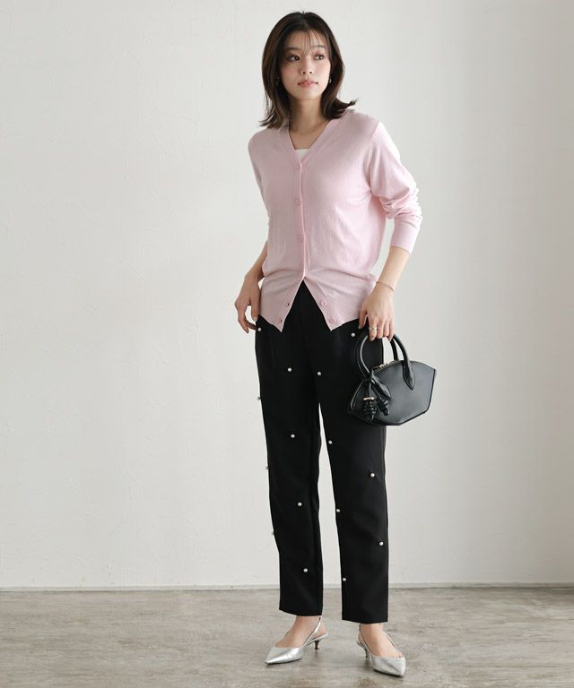 167cm / ライトピンク / ミドル丈 / Vネック / M