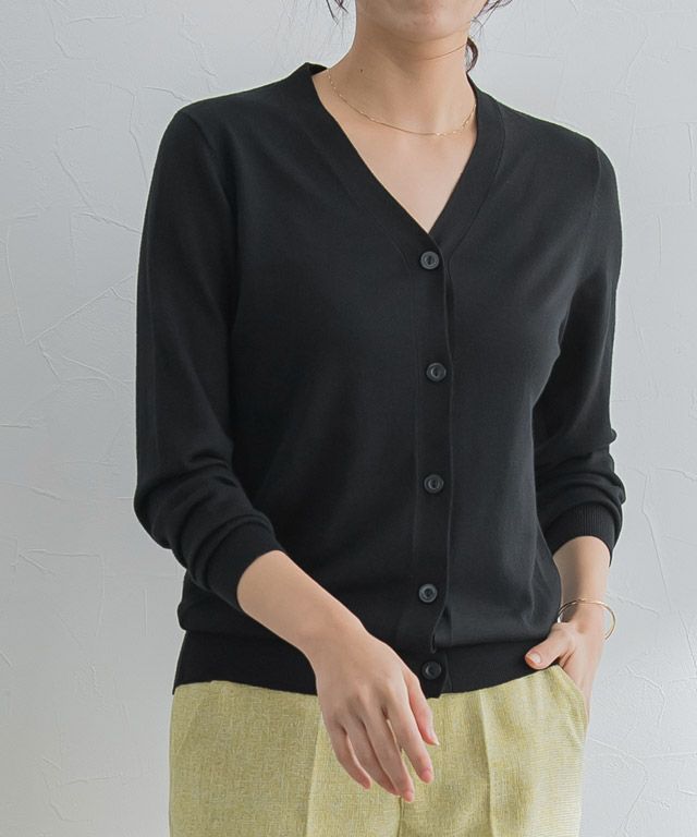 167cm / ブラック / ミドル丈 / Vネック / M