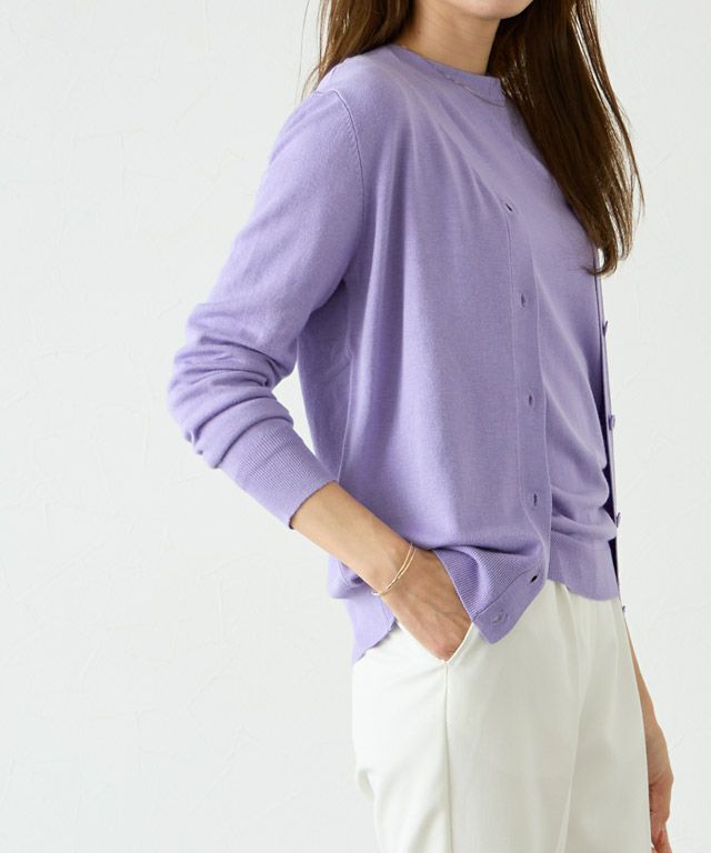 165cm / ラベンダーブルー / ミドル丈 / Vネック / M