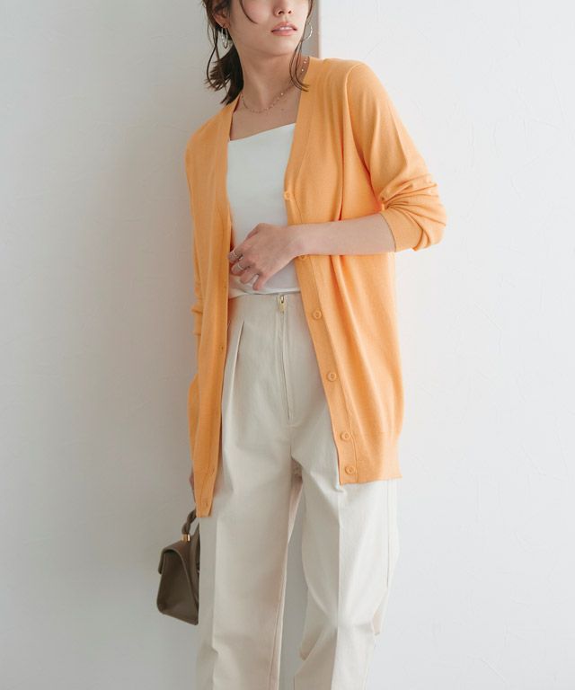 167cm / オレンジ / ロング丈 / Vネック / M