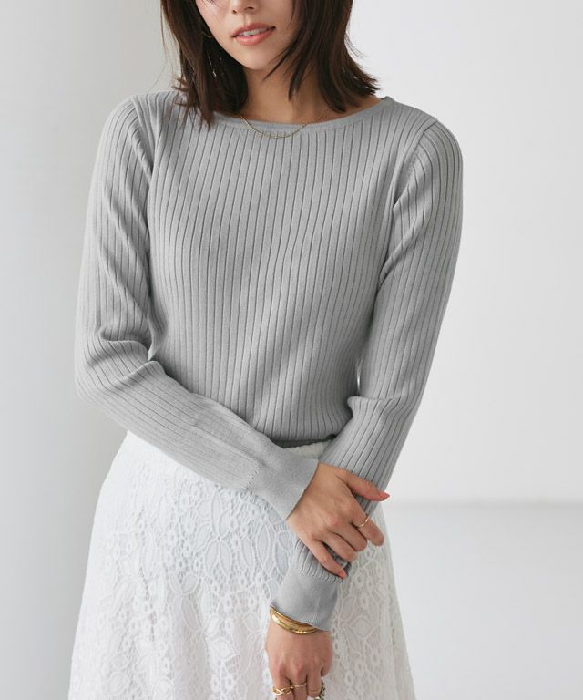 167cm / グレー / ボートネック / M