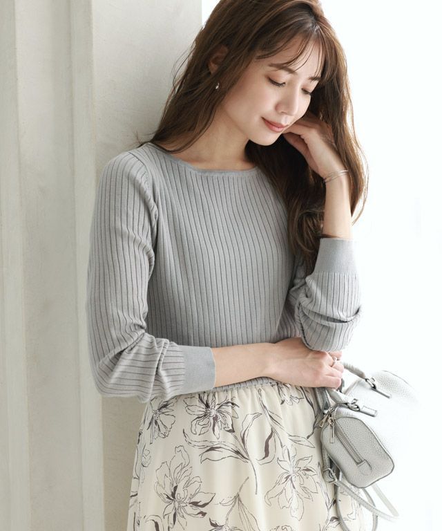 165cm / グレー / ボートネック / M