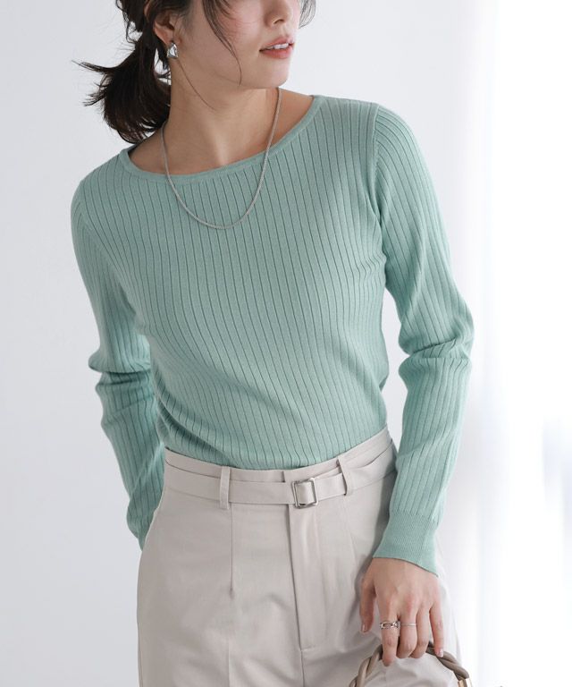 167cm / ブルーミント / ボートネック / M