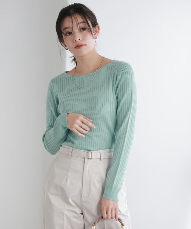 167cm / ブルーミント / ボートネック / M