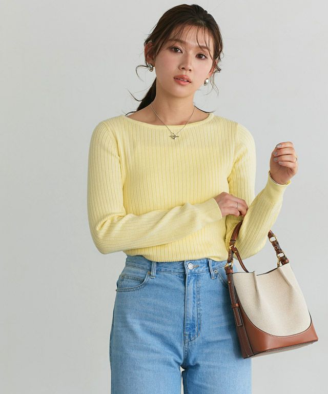 166cm / イエロー / ボートネック / M