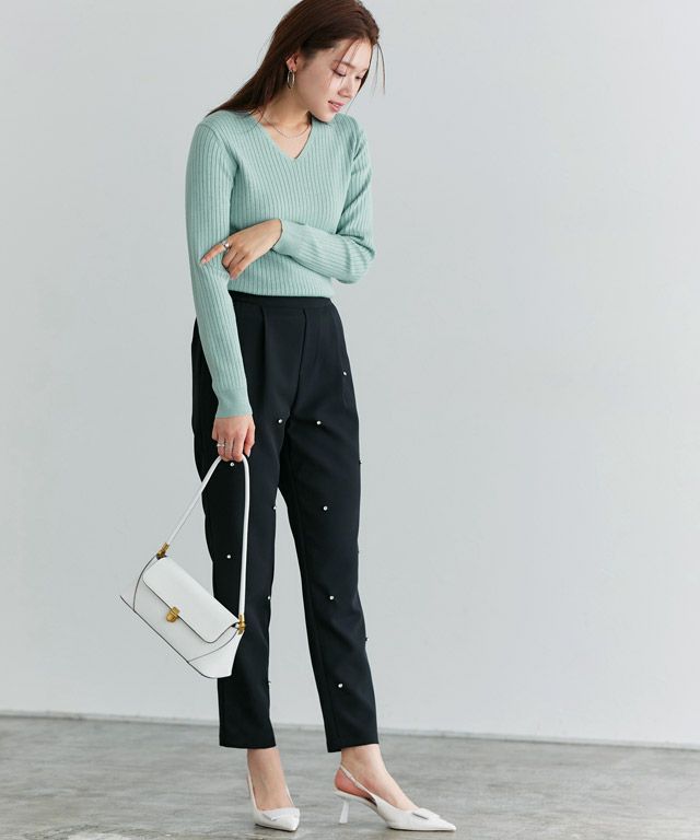 166cm / ブルーミント / Vネック / M