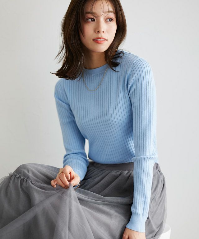 167cm / ライトブルー / クルーネック / M