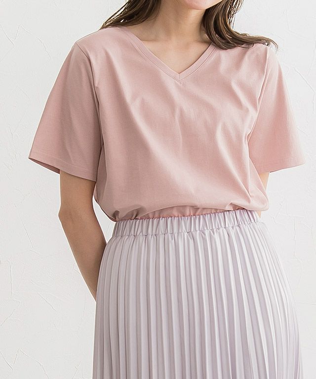 165cm / ピンク / Vネック / M