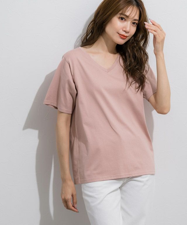 165cm / ピンク / Vネック / M