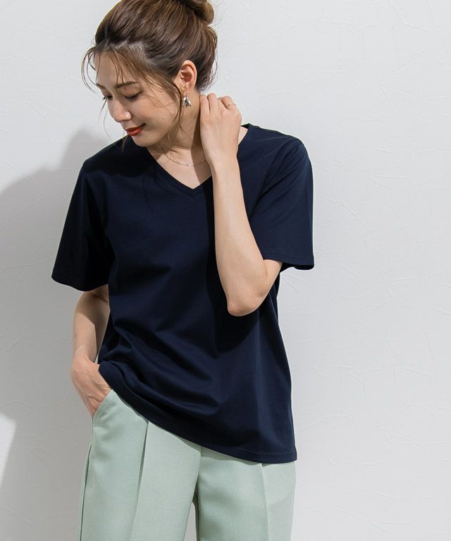 165cm / ネイビー / Vネック / M