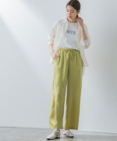 【アウトレットSALE！50%OFF】【スピード配送】サテンイージーパンツ 【Pierrot】