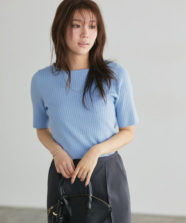 166cm / ライトブルー / ボートネック / M