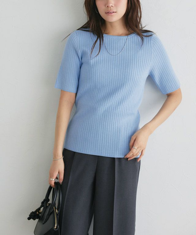 166cm / ライトブルー / ボートネック / M