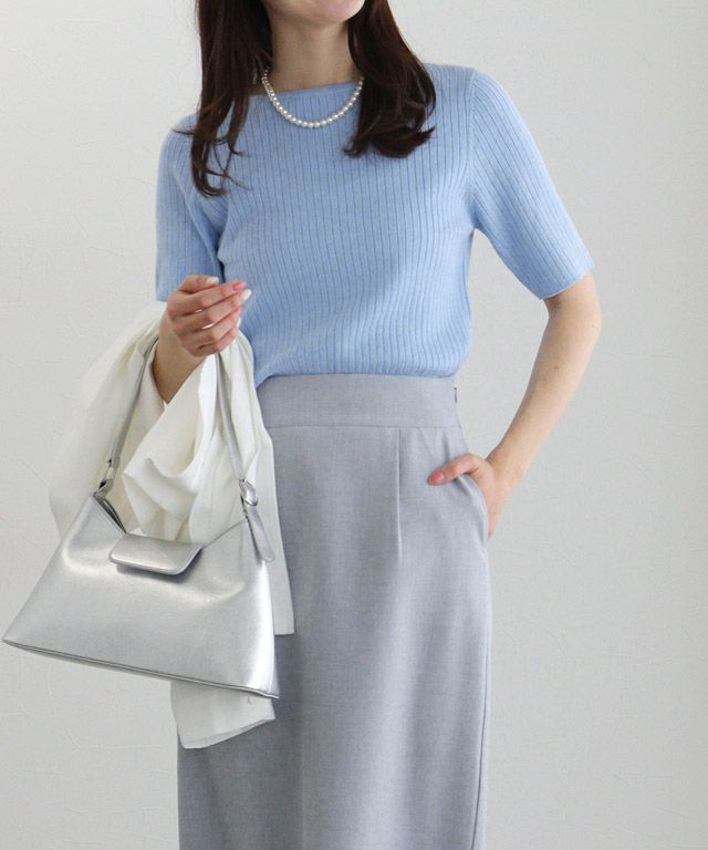 A会場】シルクタッチウォッシャブル半袖リブニット 【Pierrot