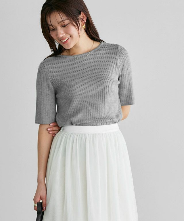 166cm / 杢グレー / ボートネック / M