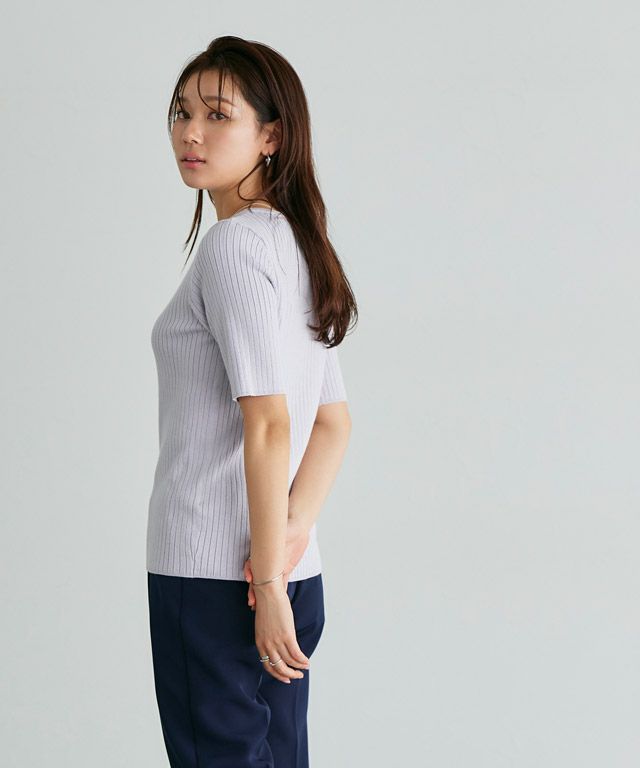 166cm / アイスラベンダーグレー / ボートネック / M