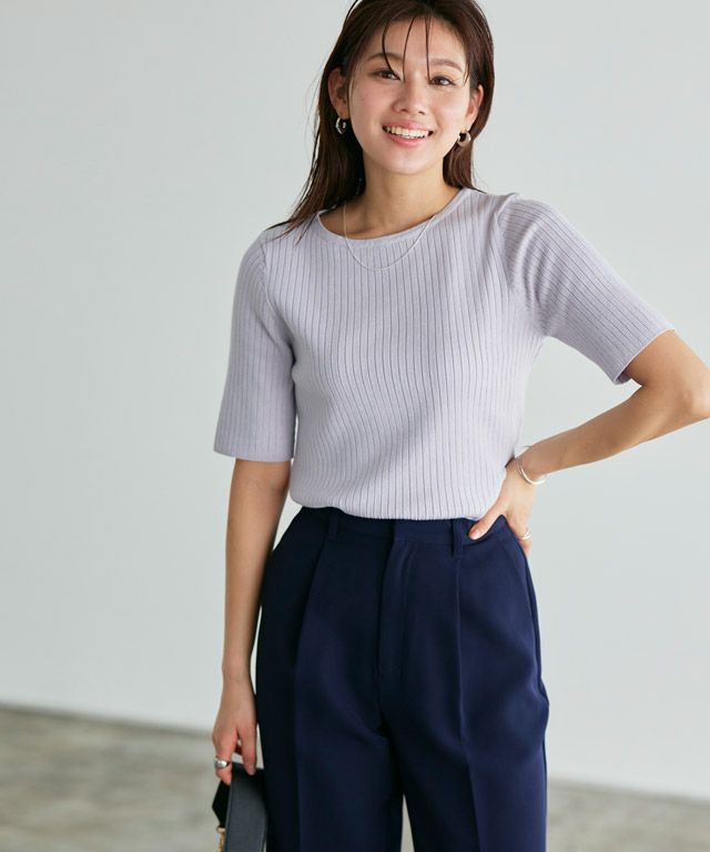 166cm / アイスラベンダーグレー / ボートネック / M