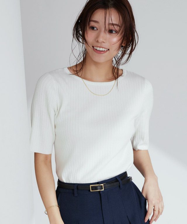 167cm / オフホワイト / ボートネック / M