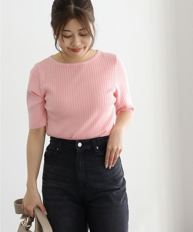 150cm / ライトピンク / ボートネック / M