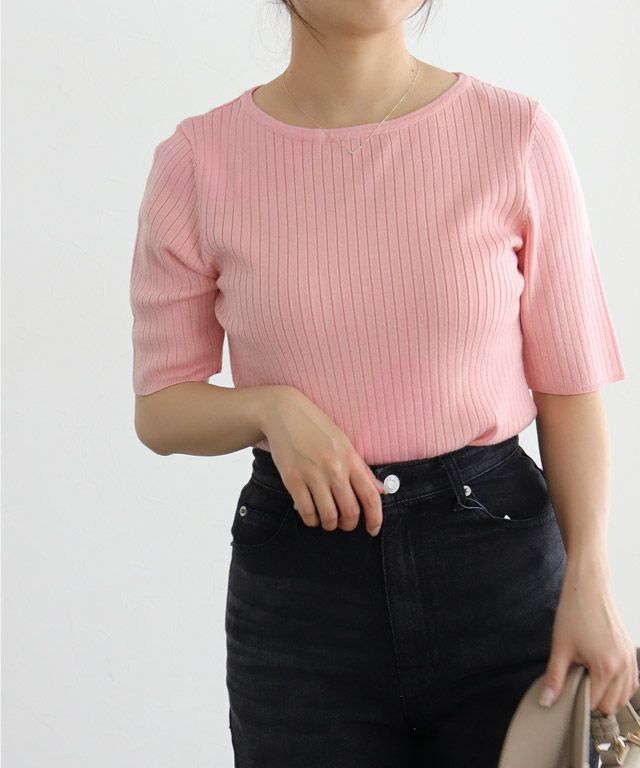 150cm / ライトピンク / ボートネック / M
