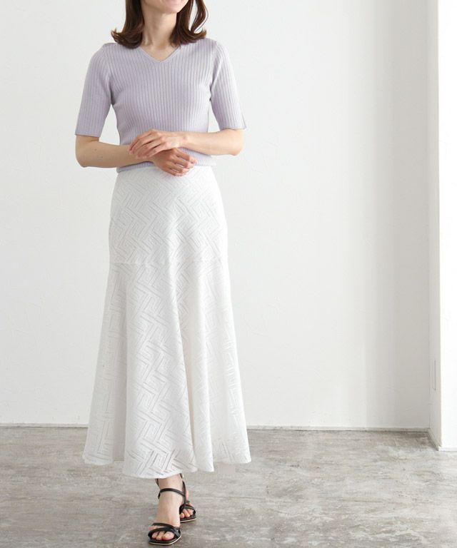 163cm /アイスラベンダーグレー / Vネック / M