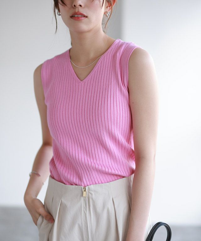 167cm / ピンク / Vネック / M