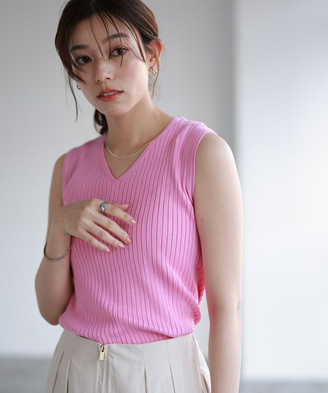 167cm / ピンク / Vネック / M