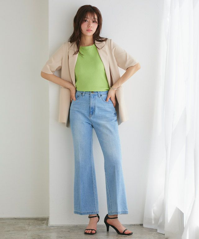 166cm / ライム / ボートネック / M