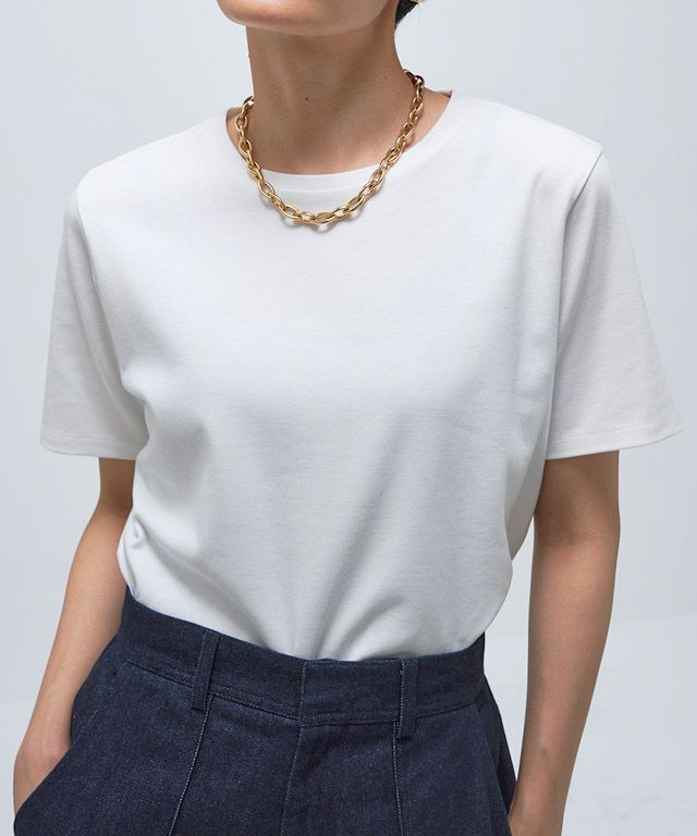 163cm / オフホワイト / Uネック / M