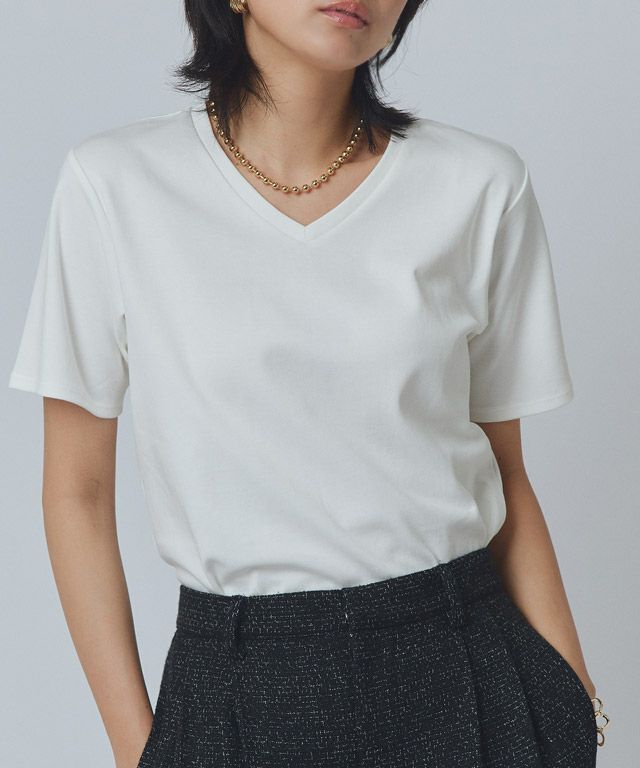 166cm / オフホワイト / Vネック / M