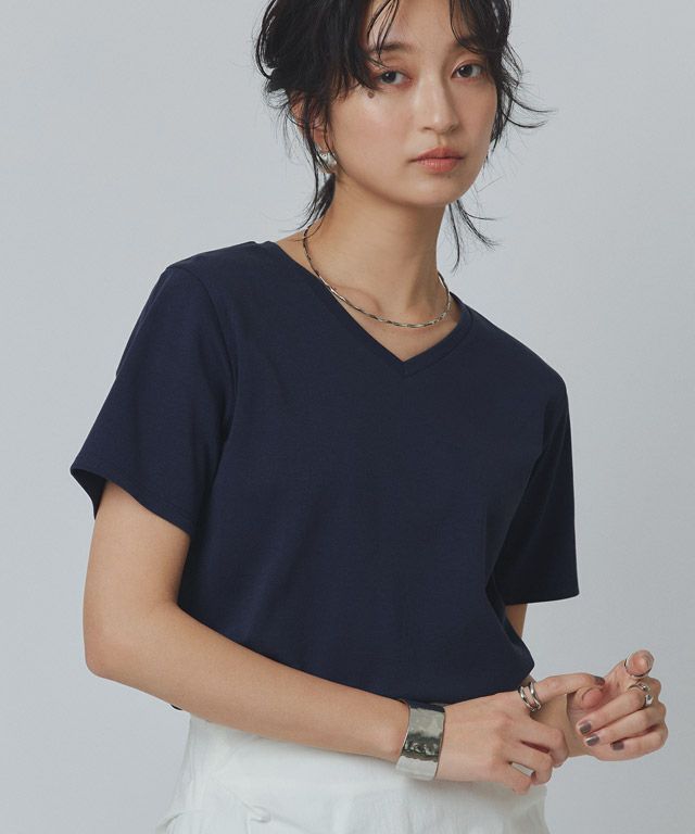 166cm / ダークネイビー / Vネック / M