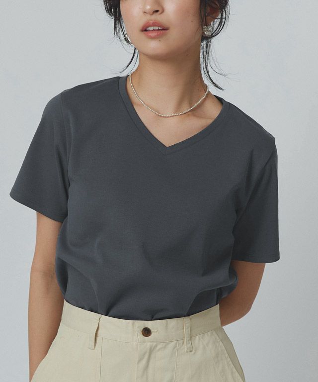 166cm / チャコール / Vネック / M